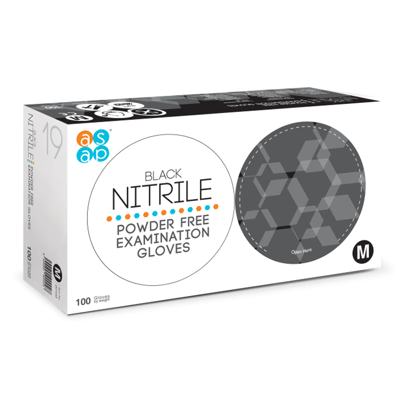 Box of ASAP black nitrile gloves