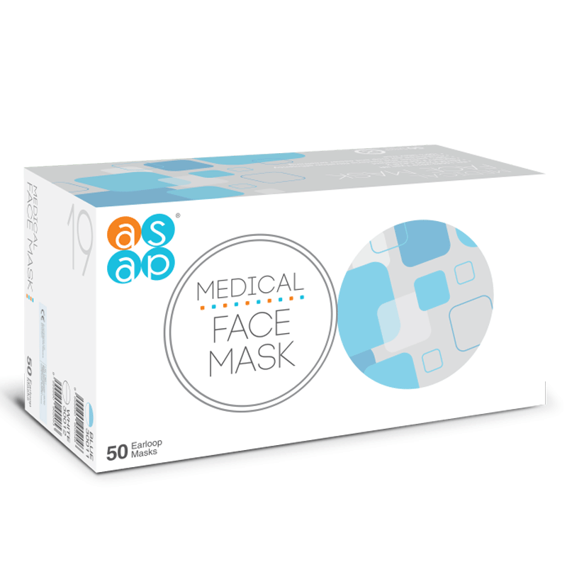ASAP Type IIR Face Masks Ear Loop Blue (50)