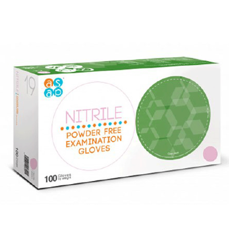 Box of ASAP brand pink nitrile gloves