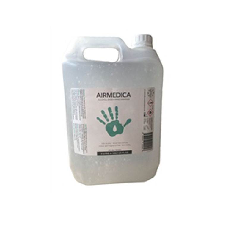 Large container of Airmedica hand sanitizer on a white background