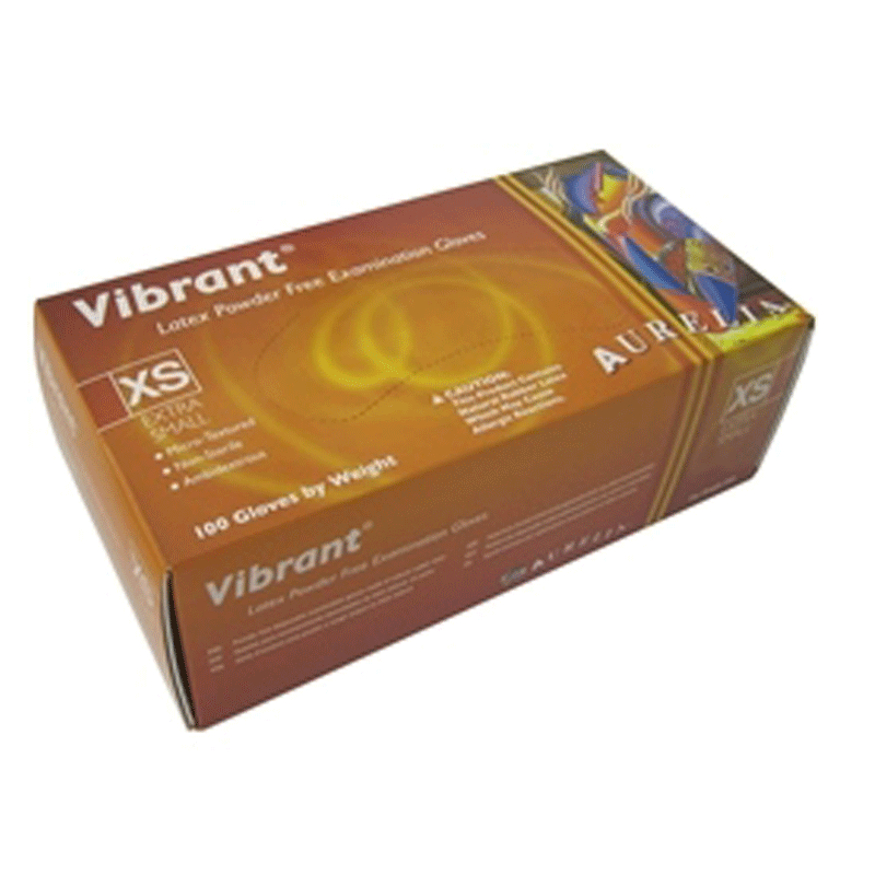 Aurelia Vibrant Latex Powder Free Gloves - 100Pk