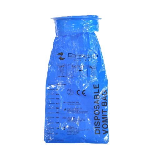 Blue disposable vomit bag