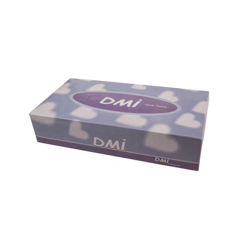 Box of DMI tissues on a white background