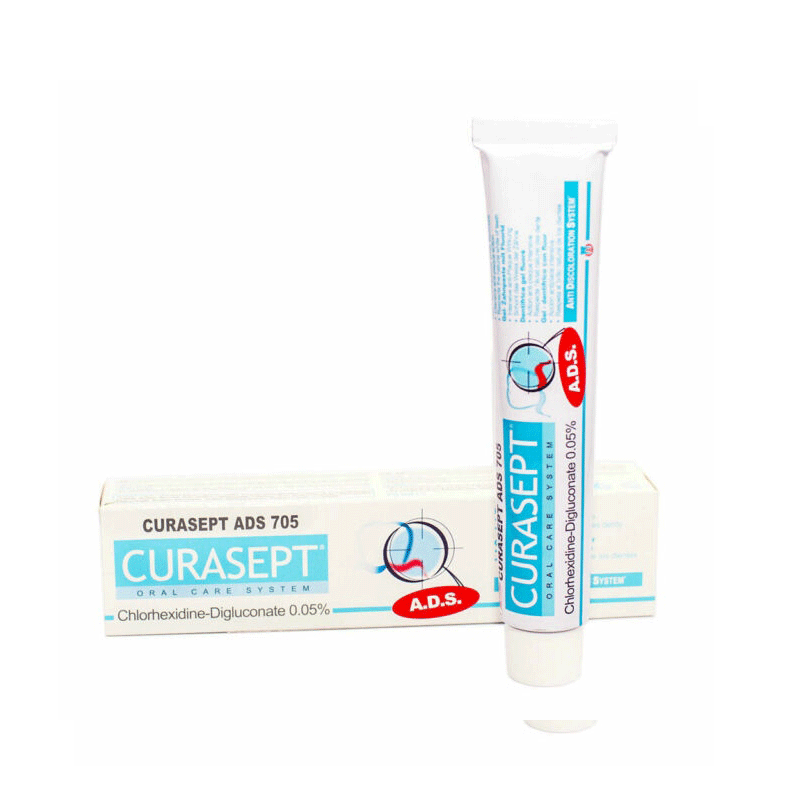 Tube of curasept ADS 705 gel toothpaste