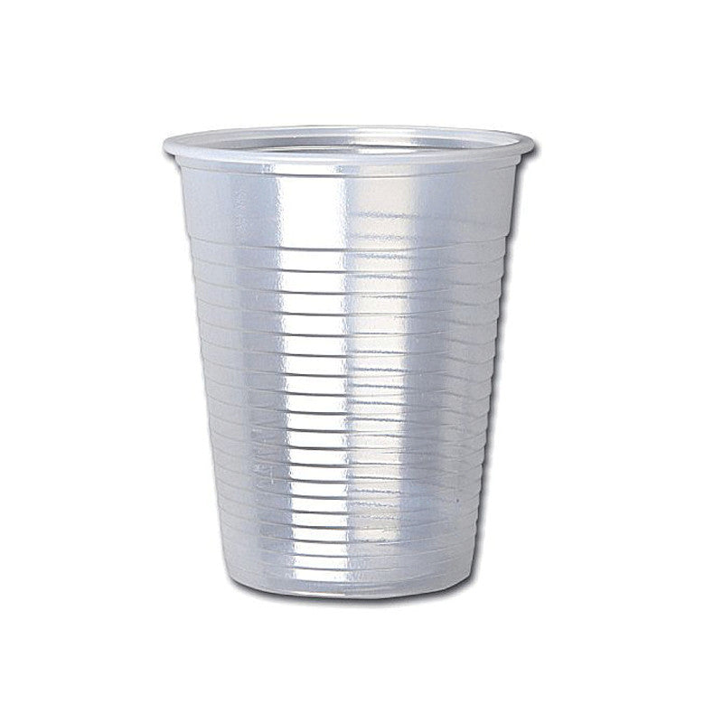 Disposable clear plastic drinking cup