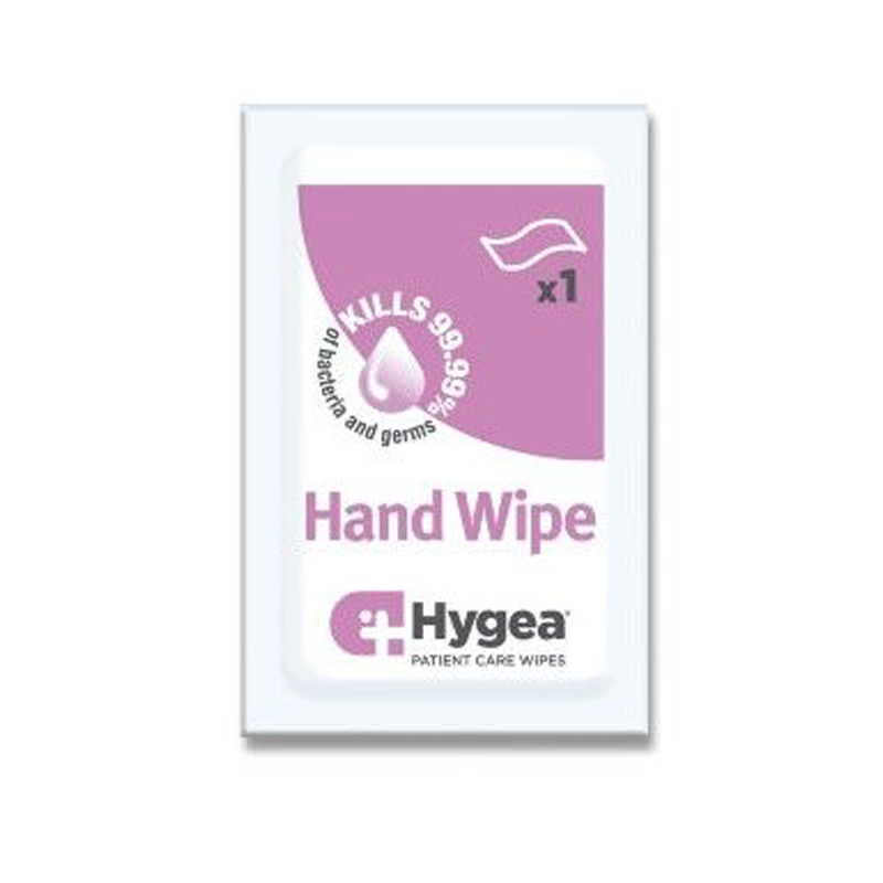 Hygea Antibacterial Hand Wipes EN 14476 - Individually Packed (100)