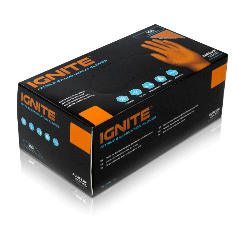 Aurelia Ignite Orange Heavy Duty Nitrile Gloves