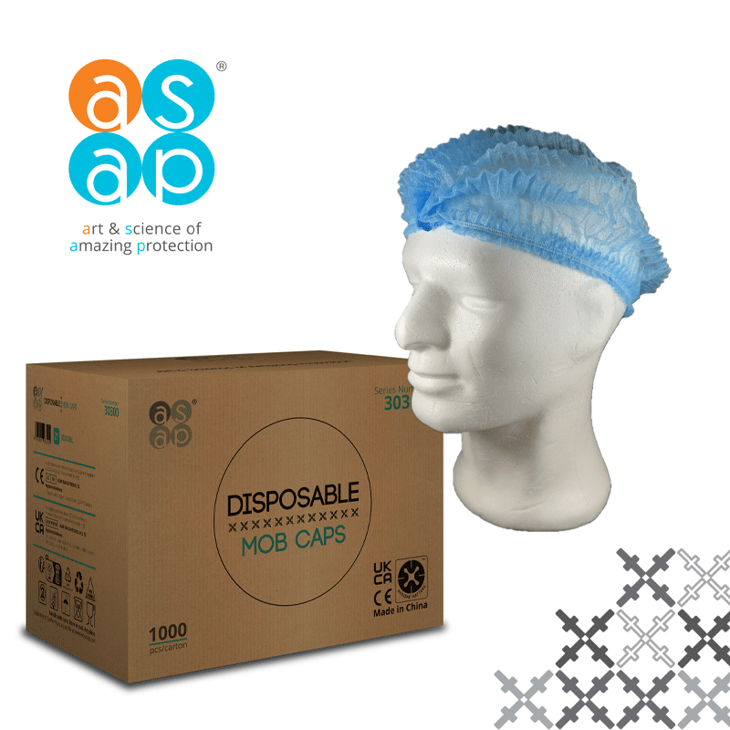 ASAP Disposable Mob Caps Blue - pk 100