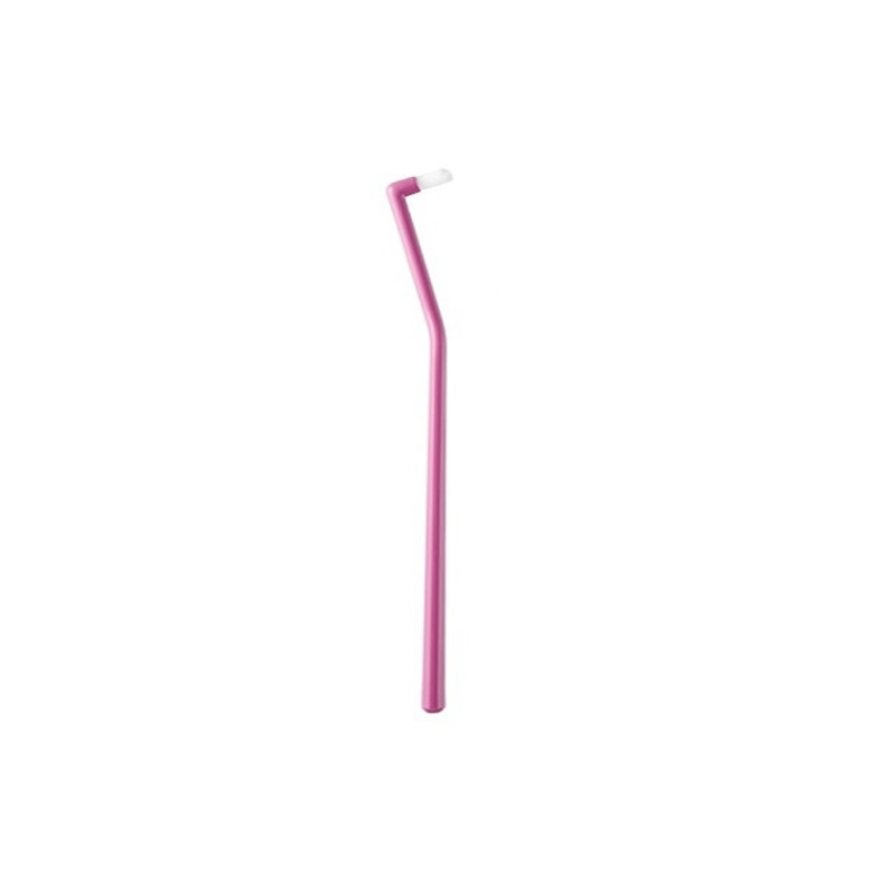 Pink single tuft sulcular toothbrush