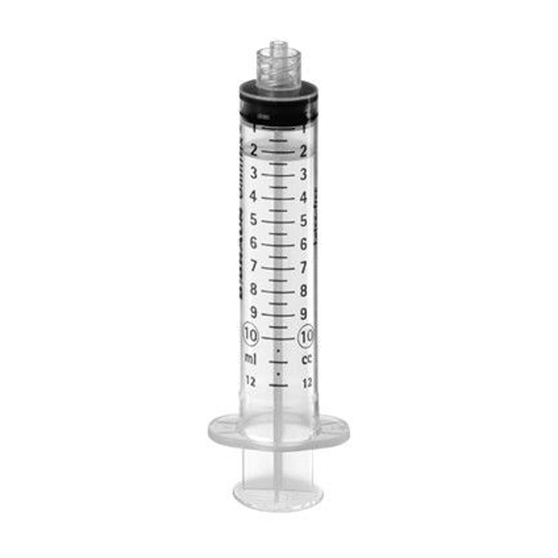 Clear syringe with measurement markings on a white background