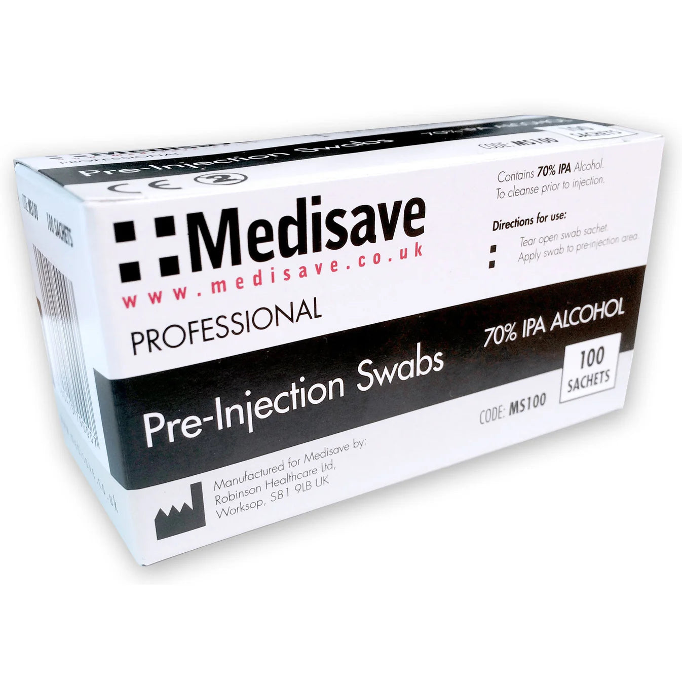Box of Medisave alcohol pre-injection skin prep wipes