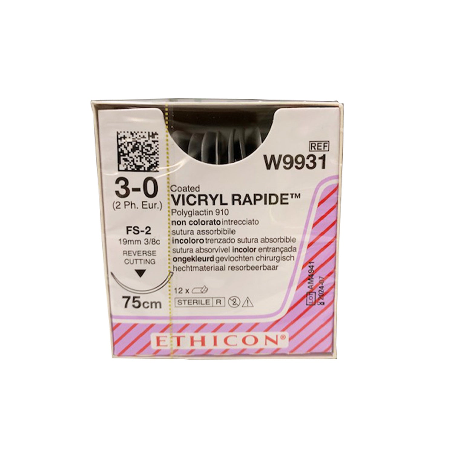 Box of vicryl rapide sutures size 3-0