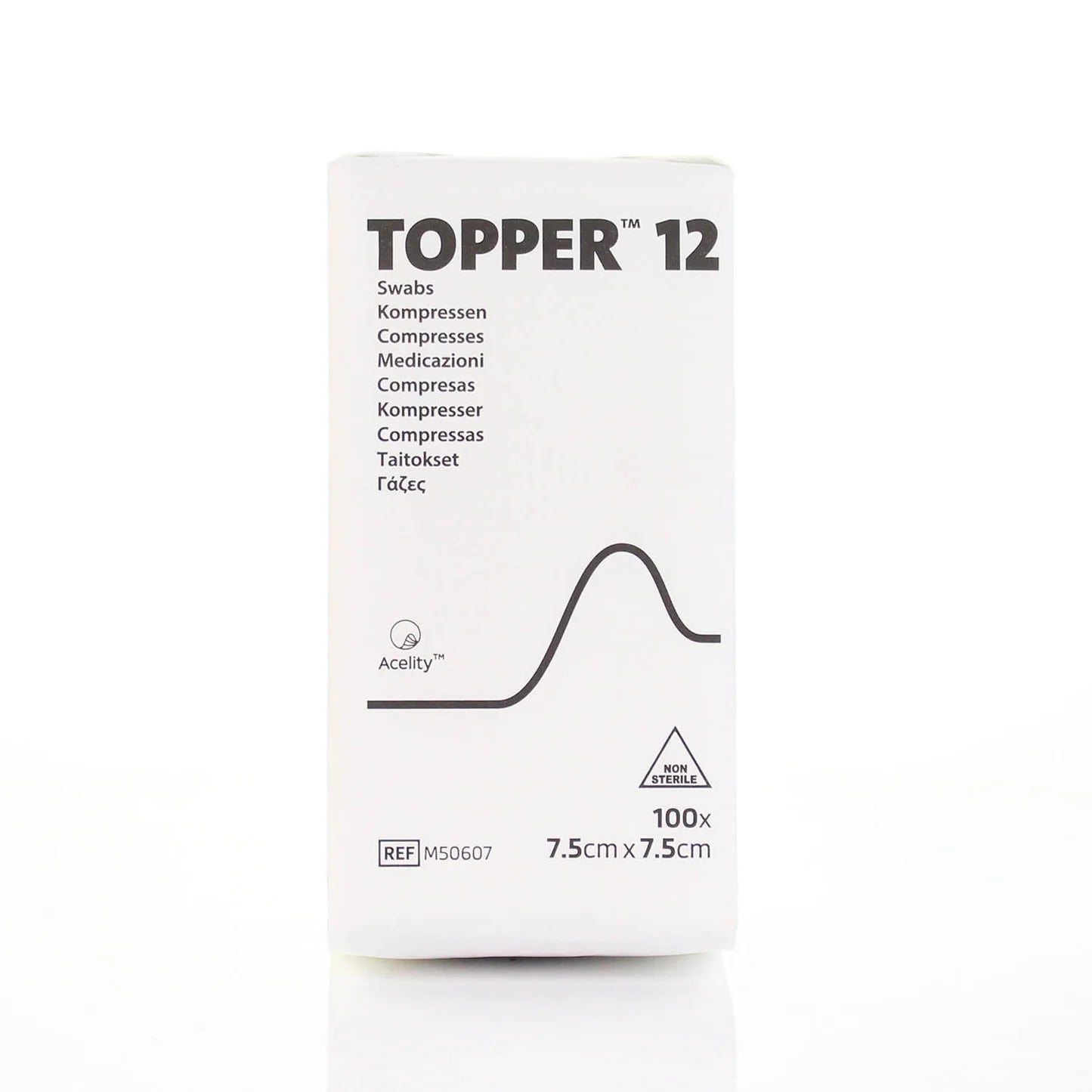 Box of Topper 12 swabs on a white background